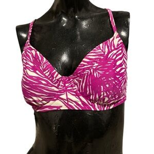🌺 Athleta Fusia and White Racerback Bathing Suit Top Women’s Size M